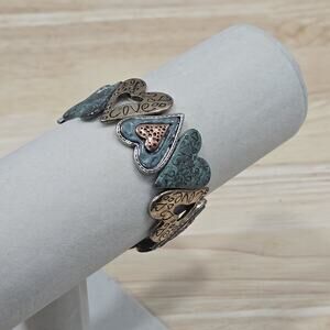 Believe in the Power of Belief Stretch Bracelet Metal Hearts Live Laugh Love